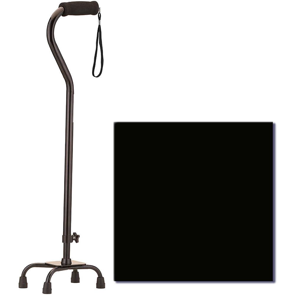 Quad Cane Small Base With Offset, Black Nova Medical Products